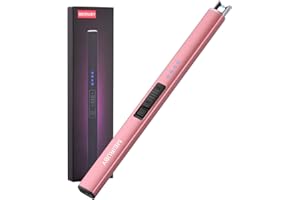 MEIRUBY Electric Candle Lighter, Christmas Stocking Fillers Women Mom Housewarming Birthday Gifts for Women, USB Arc Rechargeable Windproof Long Lighter for Candle BBQ Rose Gold