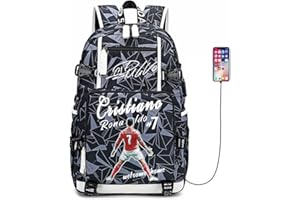 FANWENFENG gwiazda piłkarza Cristiano Ronaldo wielofunkcyjny plecak CR7 podróżny student kibiców piłki nożnej bookbag dla mężczyzn i kobiet