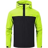 Huayuzh Men's Softshell Jacket Waterproof Breathable Windproof Rain Jacket Lightweight with Hood Running Hiking