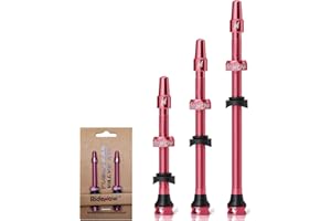 JFOYH Lot de 2 valves tubeless – 45/65/85 mm Presta en Aluminium 7075 avec obus démontable, anodisées Noir & Rose | pour vélos de Route, Gravel & VTT