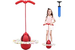 Hengrongshen Pogo Ball mit Griffen, Pogo Stick Hüpfball für Kinder, Hüpfstange mit Luftpumpe, Pogo Ball zum Training des Gleichgewichts, Jump Spiel Geschenk für Kinder ab 6 Jahre (Rot)
