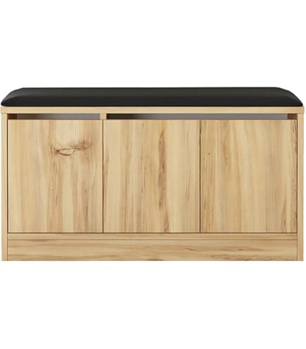 Panca Scarpiera HOMCOM 90x36x50cm - Con Ripiano Regolabile, MDF, Tessuto Effetto Lino, Bianco/grigio - Foto 8