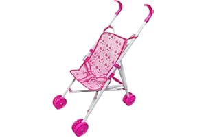 MERIGLARE Doll Pram Toy Dolls Buggy Baby Doll Pushchair for Toddlers Realistic Foldable Childrens Dolls Stroller, Early Development Toy for 1-3 Year Olds, Kids Pretend Play Accessory, A