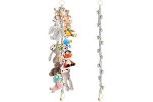 AMONENZ 2 Pezzi Porta Peluche, Colorato Catena Organizzatore per Animali di Peluche, Porta Pupazzi con 40 Clip Metalliche, per Appendere Cappelli, Biglietti di Natale, Calzini