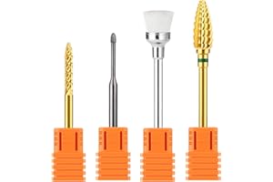 JCMaster® Kit di 3 Punte Carbide professionali per Fresa per Unghie + Pennellino di Pulizia In carburo di tungsteno Manicure Pedicure Rimozione Gel Semipermanente Acrilico Nail Art Grana Medio Coarse