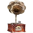 DISHENGZHEN Retro Gramophone, Turntable Belt-Drive Record Player, Three-speed Vinyl Record Player, Equipped with Stereo Speakers, Bluetooth Function, FM Radio, Can Be Operated By Remote Control