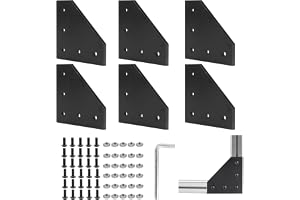 EXLECO 6 st Angulatorer i Svart Aluminium, Aluminiumsprofil 40x40 L-formade Anslutningsfästen, med Nyckelinställningsmuttrar för 9mm Aluminprofil