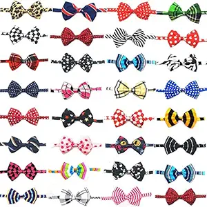 Dog Trust Buckle Adjustable Nylon Bow-tie Collars with Bell, Safety Identification Collars with Leash for Puppy Dogs, Kitten Cats and Other Small Pets (Color May Very)