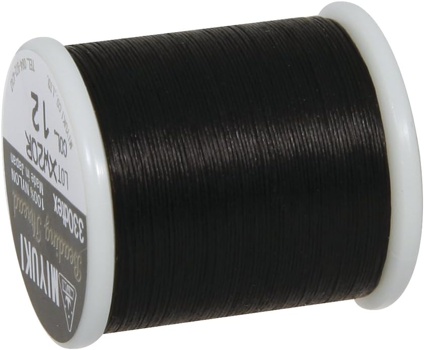 Rayher Beading Thread for Seed Beads with a Diameter of 0.27mm, Fine Nylon String for Jewellery Making, black, 50m, 89300576