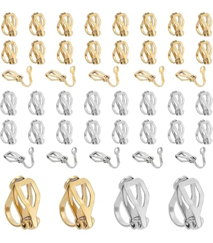 Boucles d'oreilles à clipser CINER 2 tons or brillant / argent carré