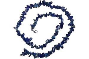 JANNI-SHOP-SPLITTER KETTEN UND ARMBÄNDER Lapis Lazuli Nr. 3384 Splitter Kette 45 cm Edelsteinkette 45 cm Länge mit silberfarbenem Karabinerverschluss