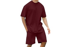Träningsoveraller för män 2-delat set sommar-t-shirt & shorts-set Crewneck Dragsko Outfits Korta kostymer för män