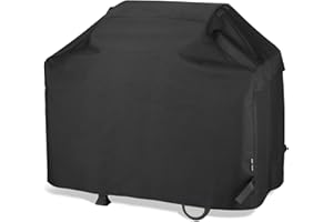 Unicook BBQ Cover 55 Inch, Heavy Duty Waterproof Outdoor Gas Grill Barbecue Cover, Special Fade and UV Resistant, Compatible for Weber Char Broil Outback Barbecues, Black(140 x 58 x107CM)