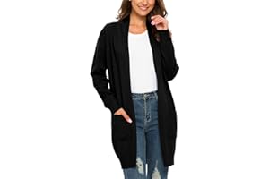 PCEAIIH Women Casual Open Front Cardigans Long Sleeve Knitted Longline Cardigan Soft Knitwear Sweater with Pockets