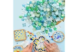 JIAMIAN Lot de 360 petits carreaux de mosaïque en verre mosaïque de couleur mélangée pour le bricolage, le bricolage, la décoration, l'intérieur, l'extérieur, vert