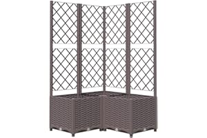 vidaXL Pflanzkübel mit Rankgitter Blumenkübel Pflanzkasten Blumentopf Blumenkasten Rankhilfe Spalier Gartenspalier Braun 80x80x136cm PP