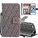 Produktbild COTDINFOR iPhone 8 Plus Protective Standing Hülle Elegant PU Tasche Leder Flip Schutzhülle Cover im Bookstyle Kartenfächer Magnet Etui Schale für iPhone 8 Plus / 7 Plus Gray Rattan KT.