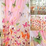 Blumenschmetterlings Gardinen Gardine Voile Tulle Fenster Vorhang 100x200cm - 2