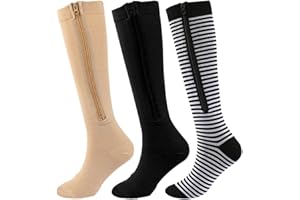 LICHENGTAI 3 Paar Kompressionssocken mit Reißverschluss für Damen und Herren, Stützstrümpfe Kompressionssocken Offene Zehenstützung Socken für Krampfadern, Ödeme, Genesung, Schwangere