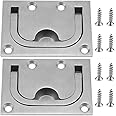 UBERMing 2 Pack Boat Flush Hatch Stainless Steel Marine Handle Boat Recessed Hatch Recessed Lift Pull Handle with 8 Screws for Cabinet Locker Marine Yacht Boat