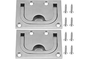UBERMing 2Piezas Manija de Escotilla de Barco Pestillo de Escotilla Anillo de Elevación con 8 Tornillos de Montaje para Escotilla de Barco, Mango Marino para Yate, Gabinete de Barco o Taquilla