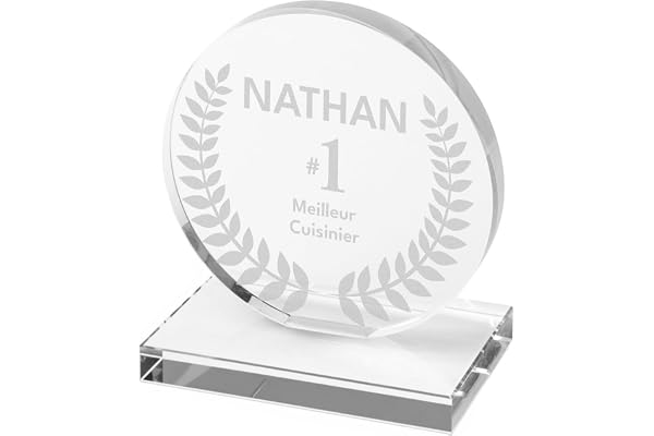 KDO MAGIC - Trophée Personnalisable - Coffret Cadeau Inclus - Trophée Verre personnalisé - Texte, prénom ou Date gravé - Retraite, Récompense, Sport