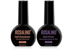 ROSALIND Nail Prep Primer Disidratato Smalto Semipermanente Unghie Set, 2 Pezzi 10ml Nail Primer Dehydrator Smalto Unghie Soak-Off UV LED per Manucure