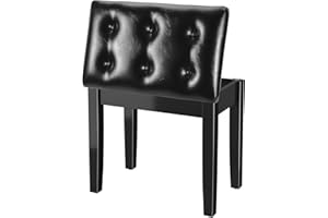 Clevich Piano Bench with Storage, One-Seater Wooden Piano Stool, PU Leather Piano Seat with Non-Slip Feet, Bench Seat for Vanity, Living Room, Bedroom (Black, 150 kg Load Capacity, 55 x 35 x 49 cm)