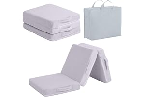 Tiita Kleinkind Faltbare Bodenmatratze, 145 x 56 x 8 cm kleine Boden Nap Matte für Schlafen Kindertagesstätte, Trifold Kinder Futon Matratze, Portable Tri Folding Matratze, Plüsch Grau