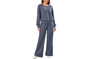 SHEKINI Survetement Femme Ensemble de Survêtement Deux Pièces à Manches Longues et Col Rond Jogging Ensembles Sports Haut et Large Pantalon Droit