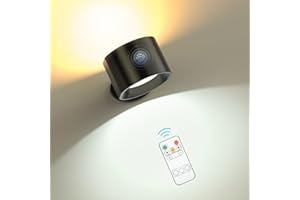 BraveKoi Applique Murale Intérieure Double Face, Lampe Murale Avec 3 Modes De Couleur Et 4 Niveau Luminosité Avec Télécommande Et Commande Tactile Rotation à 360 ° Applique Murale (Noire)