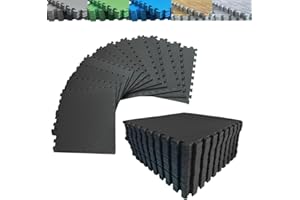 JOWY Pack Suelo Tatami – Esterilla Gimnasio Puzzle | Protege, Acolcha, Aísla y Decora | para Casa, Fitness o Piscina | Goma Eva Suave y Antideslizante | Libre de BPA | 8 Piezas Negro