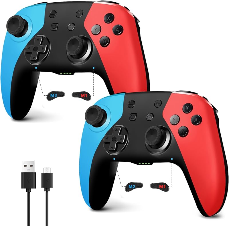 AceGamer 2pcs Wireless Controller FĂŒr Switch2/Switch/Lite/OLED,mit Hall Joystick/6-Axis Gyro/Turbo/Programmierbare Funktion,Controller fĂŒr Switch Pro mit Low Power Warning/Wake-up Funktion