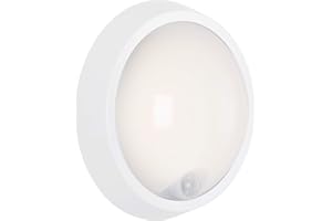 BRILONER - Lampe d'extérieur à LED, applique murale d'extérieur avec détecteur de mouvement et capteur crépusculaire, 12 Watt, 1.150 Flux de lumières, 4.000 Kelvin, Blanc, Rond, Ø 17cm