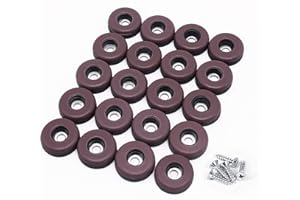 GINOYA Teflon Furniture Sliders, 20pcs 25mm Furniture Glides with Screws for Easy Moving on Carpet Hardwood (Coffee)