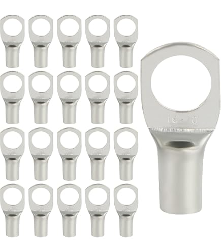 Cosses De Câble Tubulaire En Cuivre étamé - 70 Mm, 2 Trous M10, Non Isolées - Idéal Pour Vos Installations électriques Maison, Voiture, Jardin