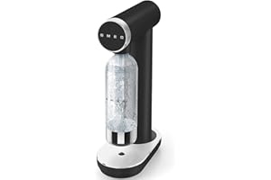 Smeg, Machine à Eau Gazeuse et à Soda SKC01BLM, avec Bouton de Contrôle de Gazéification et Egouttoir, Bouteille de 800 ml, Cartouche de CO2 Non Incluse, Noir Mat