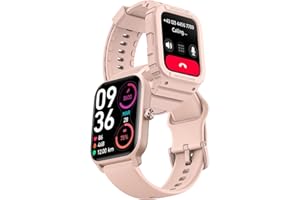 AKUMAKA Reloj Inteligente Mujer con Alexa Incorporada y Llamadas, 1.8" Smartwatch Mujer 100+ Modo Deportivo Pulsómetro SpO2 Monitor Sueño Pulsera Actividad 3ATM Podómetro Android iOS Rosa (2 Correas)