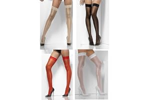 Smiffys Bas Autofixants Transparents Brillants, Noir, avec Silicone,Taille unique,Noir