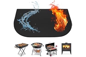 Rppiup Hearth Rugs for Fireplaces, 102x50CM Anti-slip Fire Mat Retardant Hearth Pad, Half-round Fireproof Fireplace Mat, Fiberglass Fireproof Mat for Log Burner Fireplaces Hearth Fire Pit Heater Stove