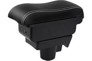 ‎YJYWZH YJYWZH Auto Armlehnen für Opel Astra H Doppelschicht Mittelkonsole Große Aufbewahrungsbox mit 3 USB-Ladeanschluss Schwarz mit weißen Nahten