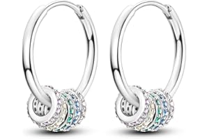NARMO 925 Sterling Silver Hoop Orecchini per le Donne Colorato Cubic Zirconia Orecchini A Forma di Cuore Orecchini A Cerchio Minimalista Gioielli di Moda