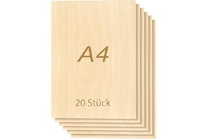 Tocome 20 Stück A4 Sperrholz Linde 297 x210 x 3mm Laserfähig Sperrholzplatte 3mm Linden Holzplatten Plywood Holz für laser