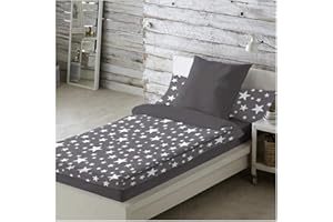 COTTON ARTean Saco nordico con Relleno GIVETTE para Cama 90 x 190/200 + 1 Funda de Almohada. Saco Unido a la Bajera con Cremallera. con Relleno nórdico.