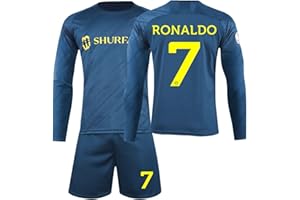 BOSSETY Trikot für Kinder und Erwachsene Al NASSR FC No.7 Fußball Trikot Heim/Auswärtstrikot Fussball Trikots Football Jersey Langarm Fußballtrikot Kinder, Shorts Fussball Set für Junge Herren Anzug