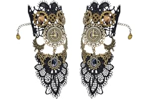 Borsgye Gothic Armbänder Schmuck Spitze Halsband Vampir Armband Lace Fingerlose Handschuhe Victorian Steampunk Retro Zahnräder Vintage Halsband für Halloween Ostern 1 Paar - S392