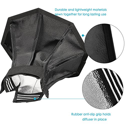 Neewer Pro  pro Version de Neewer Produit  8  20cm Universel Pliable Octagone Studio Softbox Flash Diffuseur pour Flash Compact Sur-cam  ra et Hors-cam  ra  PourCanon 430EX II  580EX II  600EX-RT  Nikon SB600 SB800 SB900  Neewer TT560  TT680  TT850  TT860  Youngnuo YN560  YN565  YN568  Vivita Flash  Sunpack  Sunpak  Nissin  Sigma  Sony  Pentax  Olympus  Panasonic Lumix Flash avec Sac de Transport