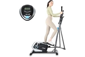 ISE Ellittica Professionale per Casa - Cross Trainer con Resistenza Magnetica 16 Livelli, Display LCD Multifunzione, Peso Utente Max 150kg, Pedane Antiscivolo, Ideale per Cardio e Allenamento Totale