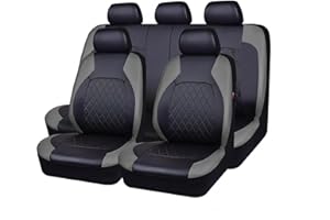 VENYAA Fundas Asientos Coche para Dacia Dokker/Duster Van/Jogger Extreme/Lodgy Stepway/Logan 2000-2023, 9 Piezas Impermeables Transpirable Cuero Juegos de Cubreasientos Interior Accesorios,Grey