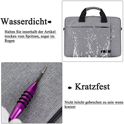 Laptop Tasche 15,6 Zoll, BRINCH stilvoll Nylon Laptop Messenger Bag Umhängetasche Schultertasche Aktentasche für 15-15,6 Zoll Laptop / Notebook / MacBook / Ultrabook / Chromebook Computers,Grau - 5